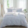 thumbnail image 2 of Blue Striped Bedding 3 Piece Duvet Cover Set Twin Size, Modern Simple Farmhouse Beige Vintage Soft Microfiber Comforter Cover with Zipper Closure & Pillowcases, Wrinkle & FadeResistant Quilt Cover, 2 of 9