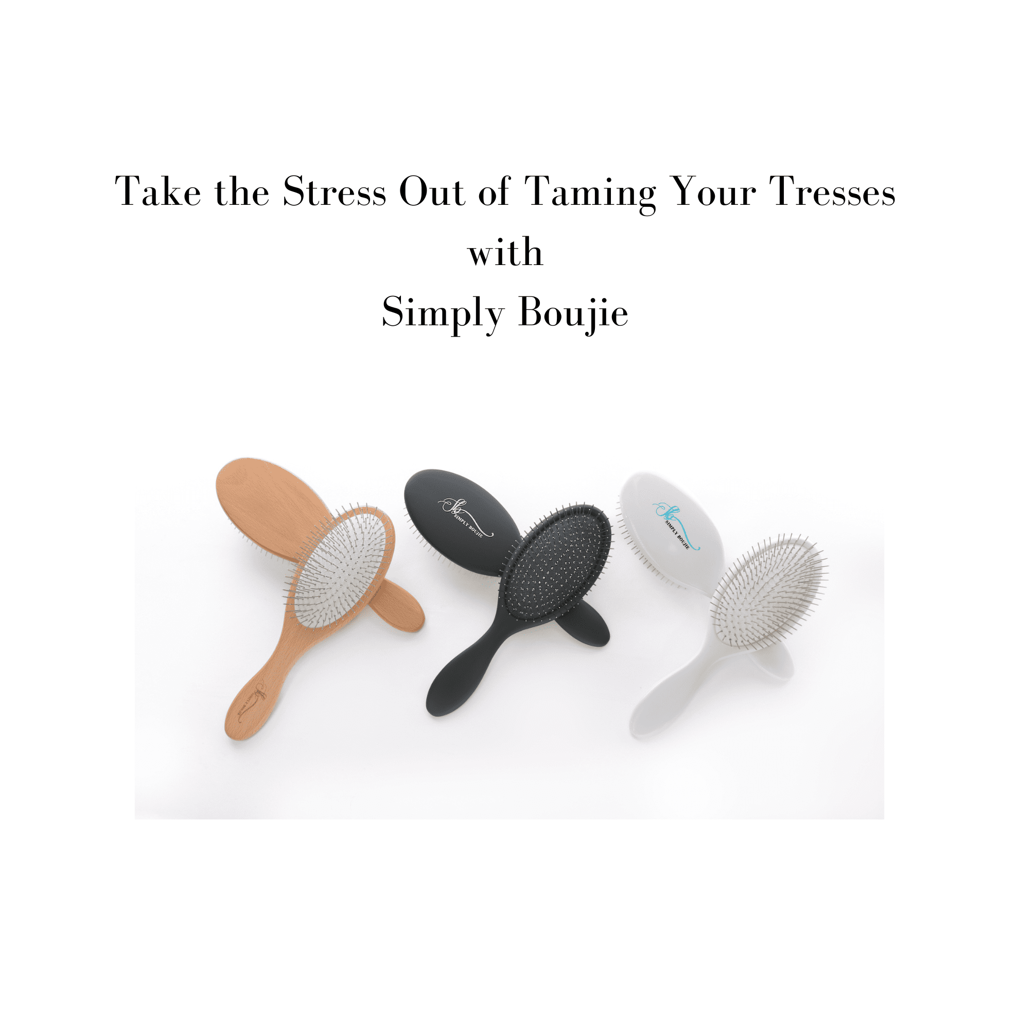 Simpluy Boujie All Lifestages Professional Bamboo Synthetic Oblong Hair Brush, Detangling, Brown