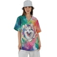 thumbnail image 4 of Funny Watercolor Adorable Siberian Husky Peeking Through Torn Paper Effect Hawaiian Shirt Breathable Summer Unisex Merch Husky Dog Lover Gifts - 00026, 4 of 6