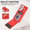 thumbnail image 4 of Decase Wallet Cover For Samsung Galaxy A34 5G,Premium Leather Shockproof Phone Shell With Back Flip Card Slots & Ring Kickstand & Hand Strap & Crossbody Strap - red, 4 of 6