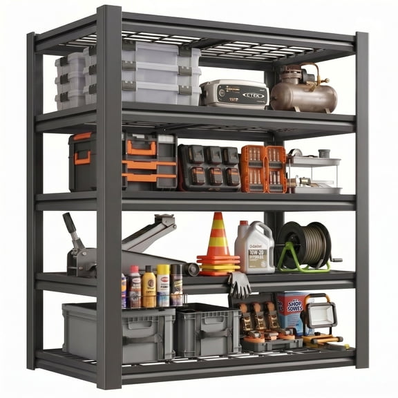 Sailvan 3000LBS Heavy Duty Garage Shelving, 5-Tier Adjustable Metal Storage Shelves, Industrial Steel Utility Rack, 48"W x 24"D x 72"H,Black