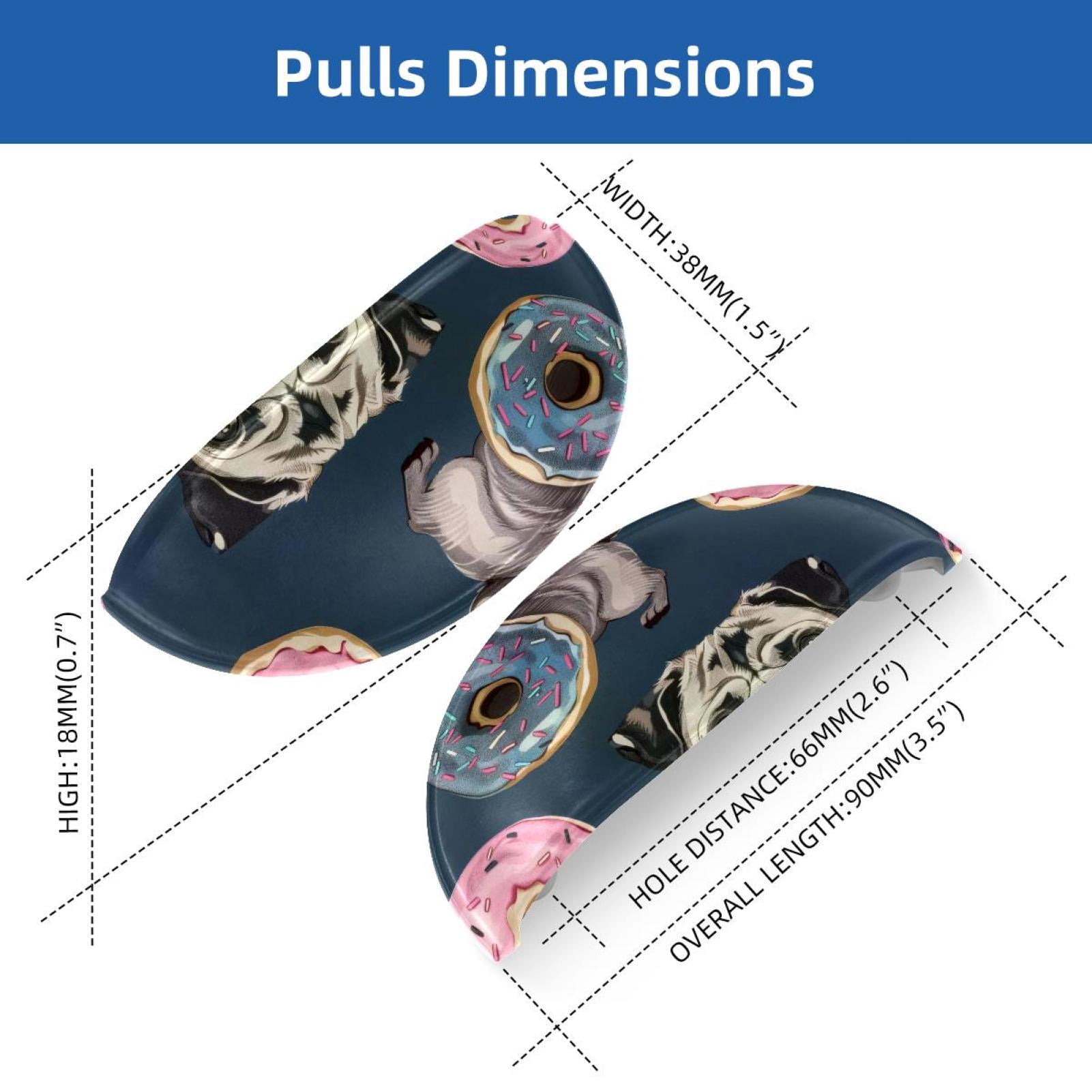PhooArto 6 Pcs Cup Drawer Pulls, Donuts Pug Dogs Patterns Shell Shape Handles Cabinet Knobs for Dresser Cupboard Closet Wardrobe with Screws