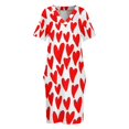 thumbnail image 3 of Vestido holgado con bolsillos, estilo minimalista, con estampado de corazones rojos y blancos, ideal para el Día de San Valentín y para mujer., 3 of 6