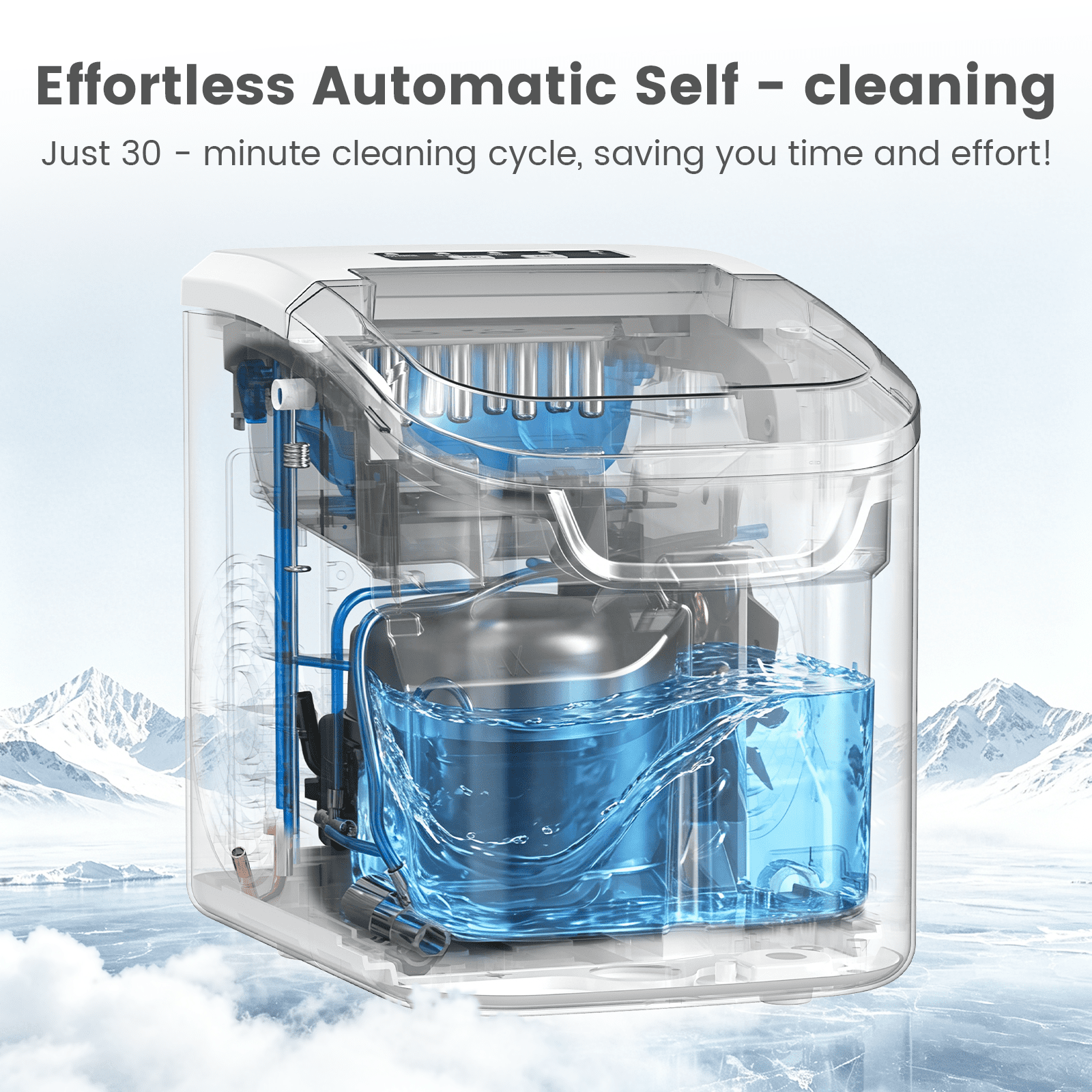 KNDKO Countertop Ice Maker Ice Machine With Handle,Self-Cleaning Ice Makers, 26Lbs/24H, 8 Ice Cubes Ready In 6 Mins For Home/Kitchen/Bar/Party/Camping