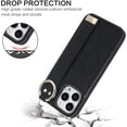 thumbnail image 4 of for iPhone 15 Pro Max Case with Wristband Strap, PU Leather Phone Case with Ring Stand Case for iPhone 15 Pro Max ZWD Black, 4 of 9