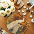 thumbnail image 2 of Round Placemats White Peacock Yellow Flowers 15 inch Set of 4 Table Mats for Dining Table Forest Leaves Heat Resistant Non-Slip Kitchen & Home Decorative Place Mat Set, 2 of 8