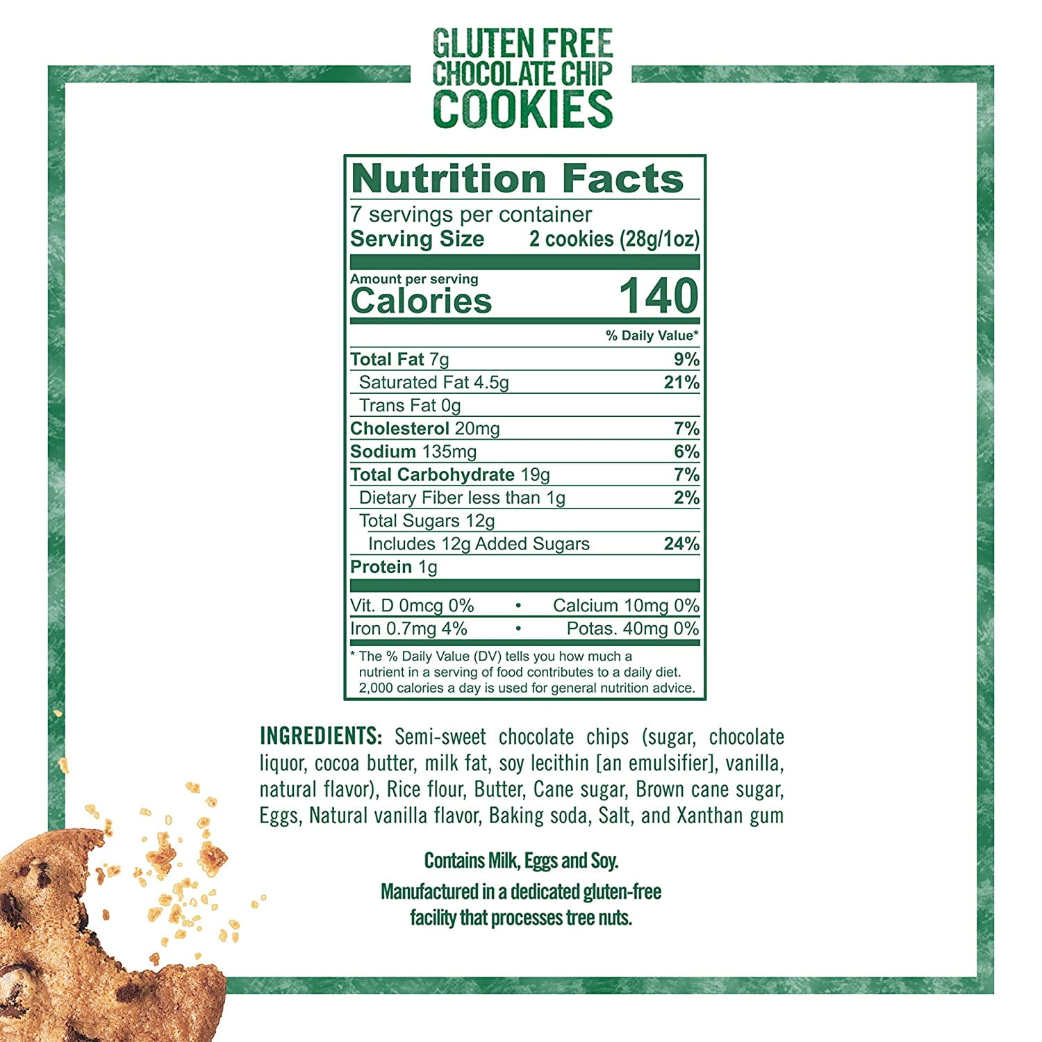 Pack of 6, Tates Gluten Free Chocolate Chip Cookies, 7 oz