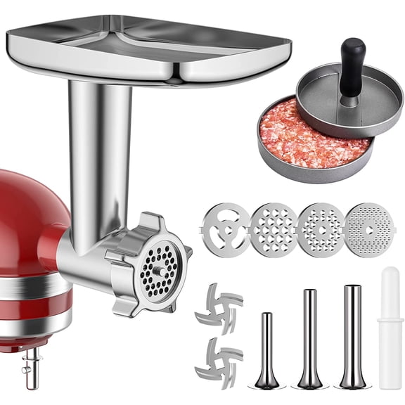 Metal Meat Grinder Attachment For KitchenAid Stand Mixer, Sausage Stuffer, Burger Press, Food Grinder Attachment for Kitchen Aid Accessories and Attachments