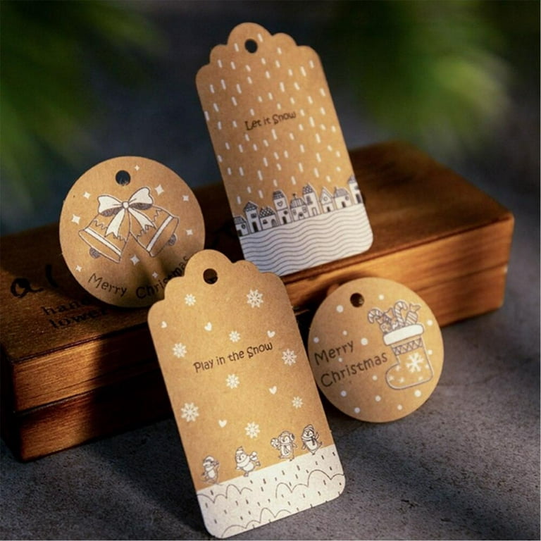 50pcs Handmade Gift Tags Mix Style Kraft Paper Box Packaging Hang Label  Craft