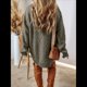 thumbnail image 4 of Vestido Minisuéter Holgado de Larga con Cuello Redondo y Punto para Mujer, Estilo Informal, para Otoño e Invierno. Verde L, 4 of 6