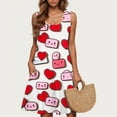 thumbnail image 5 of Viikei Women Dress Summer Maxi Dresses,Dresses for Women Plus Size Summer,Women's Spring/summer Casual Sleeveless Crew-neck Valentine's Day Print Dress Red M, 5 of 5