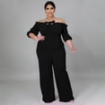 thumbnail image 2 of AURA Women One Shoulder Jumpsuit Plus Size High Waist Wide Leg Casual Elegant Outfit, 2 of 6