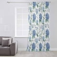 thumbnail image 3 of Blue Spring Floral Semi Sheer Curtains Drapes for Living Room, Bedroom, French Doors Window 45 Inches Long, Watercolor Botanical Elegant Rod Pocket Chiffon Curtain Drapery Voile Draperies Panel, 3 of 6