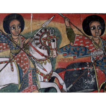 Church Oil Paintings - Wall Paintings in the Interior of the Christian Church of Ura Kedane Meheriet, Lake Tana, Ethiopia Print Wall Art By Bruno Barbier