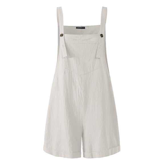 Aunavey Women's Short Overalls Summer Casual Adjustable Strap Loose Linen Short Bib Overalls Jumpsuit Rompers