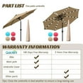 thumbnail image 4 of Quictent 9Ft Patio Umbrella Market Umbrella 32 Solar LED Lights 2-Year Fade Resistant 240G Polyester Fabric 8 Ribs with Umbrella Cover for Outdoor Backyard Pool Beach Deck Garden (Tan), 4 of 5