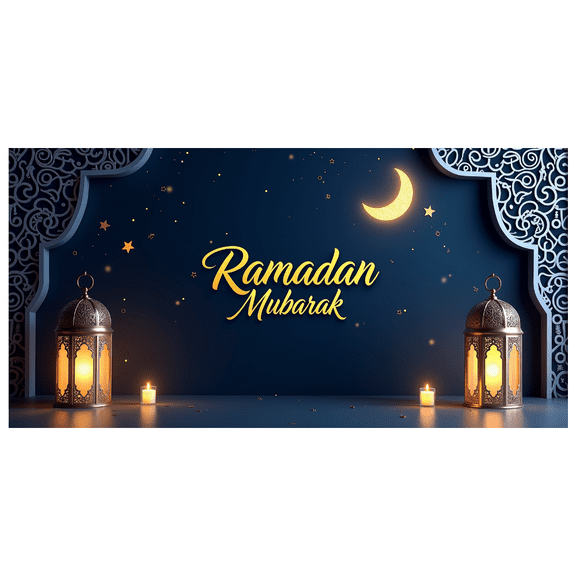 Elegant Ramadan Mubarak Backdrop for Celebrations and Decor Moon and Lantern Elements Banner Perfect for Background Eid Festivities Party Supplies Event Decorations