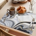 thumbnail image 3 of White Grey Marble Placemats Set of 4 Modern Abstract Art Ink Painting Place Mats Indoor Wipeable Table Mats Washable Cloth Dining Table Placemats for Kitchen Holiday Party Home Decor 13x19 Inch, 3 of 9