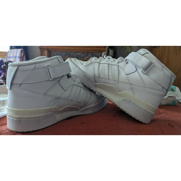 Ad-id-as Men's Forum Mid Shoes Sneakers Triple White Leather FY4975 Size 10.5