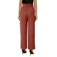 thumbnail image 2 of High Waisted Solid Color Women Elastic Waist Wide Leg Pants Trousers With Pocket, 2 of 3
