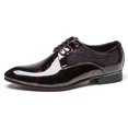 thumbnail image 3 of Santimon Men Oxford Dress Shoes Brogue Floral Patent Leather Casual Formal Business Derby Shoes Red 7 US, 3 of 8