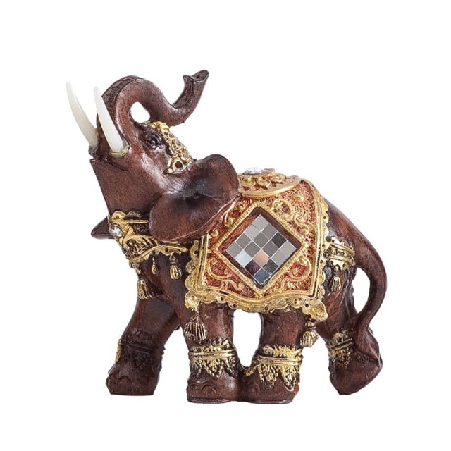 Elefante esculpir estatua estatuilla resina librería decoración Animal artesanía habitación mascotas accesorios recuerdo de la suerte Decoración del hogar Marrón, 3.5x1.8x3.5 pulgadas Pequeño Billuyoard HA076984-04