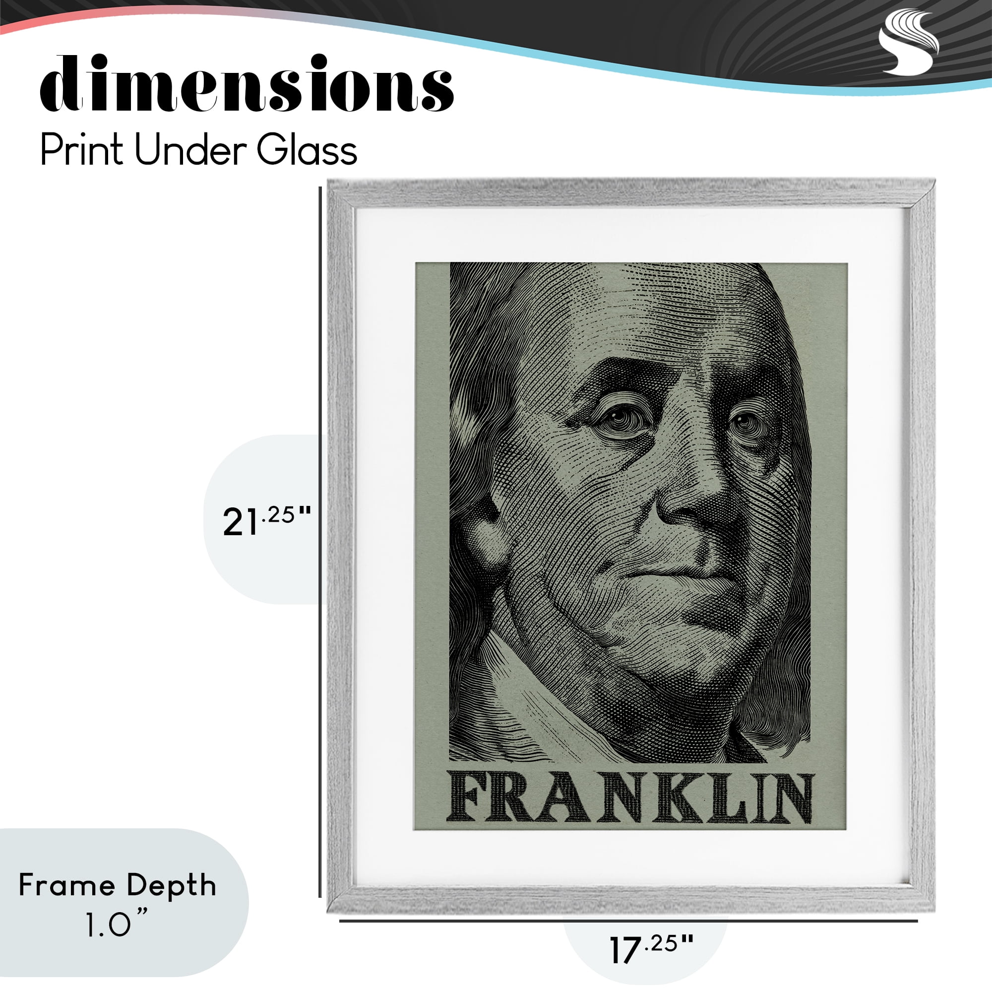 Stupell Industries Franklin's Influence Portrait Gray Framed Print Under Glass, design by Svetlana Aleynikova