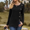 thumbnail image 5 of Njoeus T Shirt, Long Sleeve Shirt for Women Round Neck Tunic Tops Side Button Blouses Loose T-shirt, 5 of 5