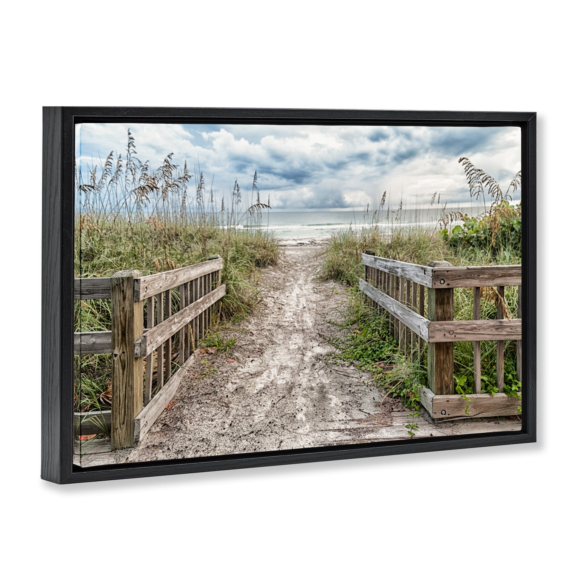 Stupell Industries Beach Entrance Fence Black Framed Floater Canvas Wall Art, design by Mary Lou Johnson