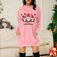 thumbnail image 2 of Christmas Dress for Womens Christmas Outfit Women's Christmas Print Long Sleeve Hoodie Dress With Pockets Casual Sweatshirt, 2 of 5