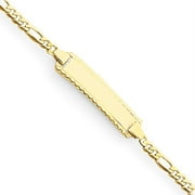 14k Yellow Gold 6in Engravable Figaro Link Baby/Child ID Bracelet