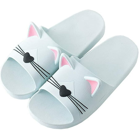 

CoCopeanut Women s Cute Cartoon Animal Ears Non-Slip Shower Sandals Bathroom Soft Slipper Cat Ears Couples Shoes