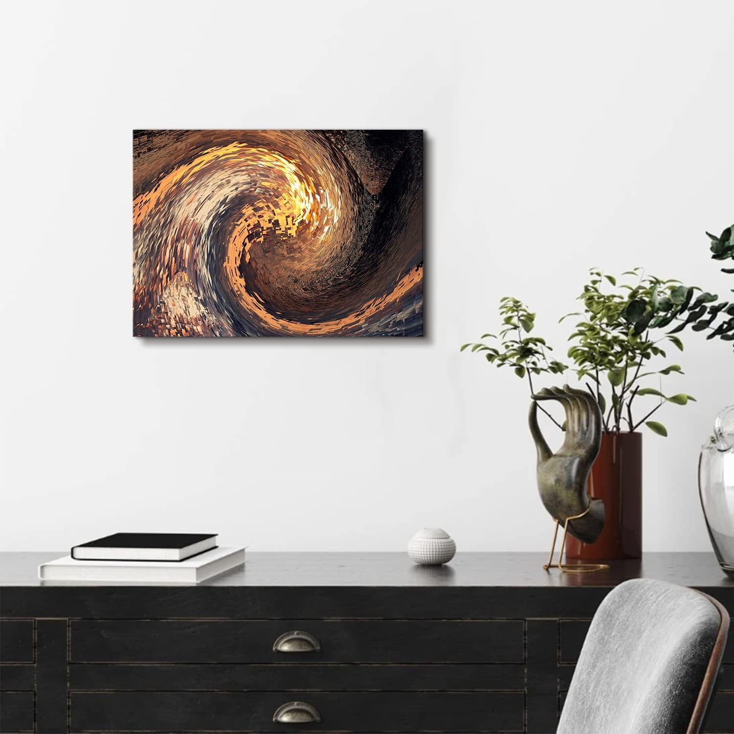 Black and Gold Wall Art Abstract Ocean Wave Wall Decor Abstract Geometric Sea Wave Canvas Prints Paintings Geometry Pictures for Bathroom Living Room 12x16\u201d Modern Artwork Home Decorations