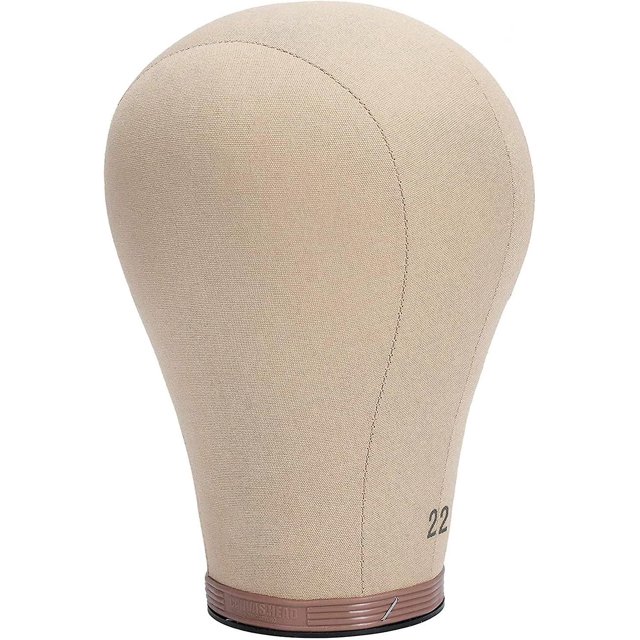 Cabeza de maniquí profesional de lona y corcho para pelucas, cabeza de lona para hacer pelucas o secarlas en exhibiciones, 22"/56 cm