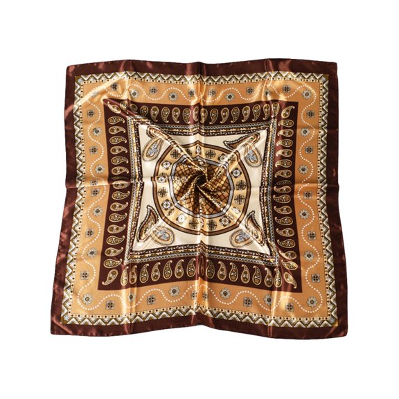 TELOLY Silk Scarf Women Casual Scarf Silk Flower Printed Silk Scarf Printing Square Scarf Turban Silk Hair Ties Silk Scarves Coffee Polyester