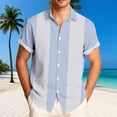 thumbnail image 2 of ZRGHAOYLQ Mens Retro Bowling Striped Shirts Big and Tall Button Up Shirt Short Sleeve Cuban Collar Casual Tops Lightweight Summer Shirt for Beach Vacation Daily Wear, 2 of 7