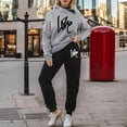 thumbnail image 2 of EHQJNJ Outfits Women Set Fall Travel Outfits for Women 2 Piece Sets Women's Casual Sportswear Set Heartbeat Frequency Print Hoodie Tracksuit Fashionable Clothing, 2 of 4