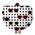 thumbnail image 1 of SIDONKU 60 inch Round Beach Towel Blanket Pattern Colorful Sunglasses Black and White Polka Dots Retro Travel Circle Circular Towels Mat Tapestry Beach Throw, 1 of 2