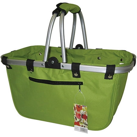 JanetBasket Lime Large Aluminum Frame Basket, 18" x 10" x 9.5"