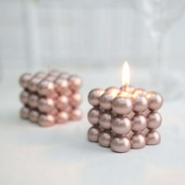 Efavormart 2 Pack | Shiny Metallic Rose Gold 2" Bubble Cube Paraffin Wax Candles, Unscented Square Pillar Candle, Party Favor Gift