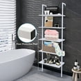 thumbnail image 6 of 5 Tier Wall Mounted Ladder Shelf, Ladder Bookshelf with Metal Frame and Wood Shelf, Modern Learning Bookcase for Living Room, Bedroom, Office (24"W x 12"D x 71"H, White), 6 of 9