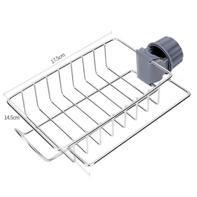 Stainless Steel Hanging Faucet Sink Caddy Organizer Space-Saving Kitchen Sponge Holder Rack,Easy Install Over Sink Drainer for Cleaning Tools