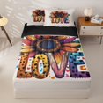 thumbnail image 2 of Manfei Ink Love Zipper Full Size Comforter Sets with Fitted Sheet and 2 Pillowcases, Graffiti Rainbow Sunflower Zipper Bedding Set, Cream Orange, Black Reversible, 4-Piece, 2 of 7