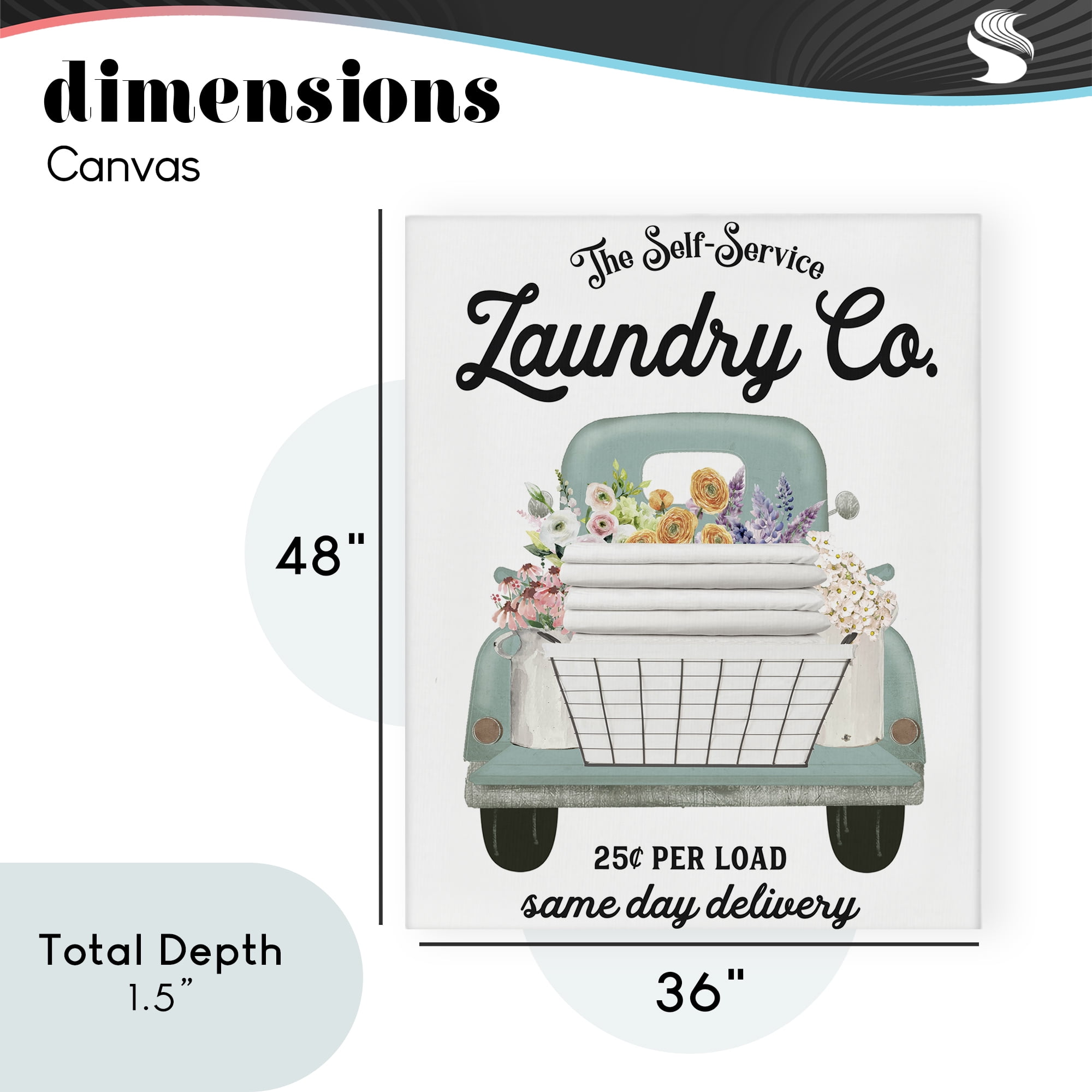 Laundry Delivery Truck Canvas Wall Art, design by Lettered and Lined