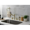 thumbnail image 2 of Kingston Brass KB1797WLLBS Wilshire Widespread Kitchen Faucet with Brass Sprayer, Brushed Brass, 2 of 6