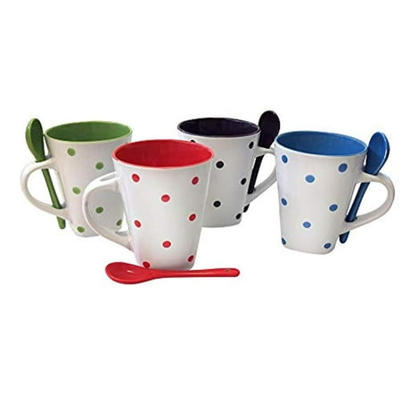 8 Piece Ceramic Deluxe 12oz. Coffee/Tea Mug Set - Dots