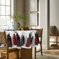 thumbnail image 3 of Christmas Tablecloth 60x60 Inch Round, Christmas Trees Red Black Washable Seasonal Table Cover for Party Picnic Dinner Decor, 3 of 6