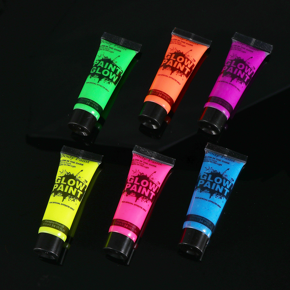 6 Bottles, 30 ml. Each UV Body Paint Glow Blacklight Reactive Neon  Fluorescent Paint - Safe For Skin - Washable - Non-Toxic - Six Colors Kit