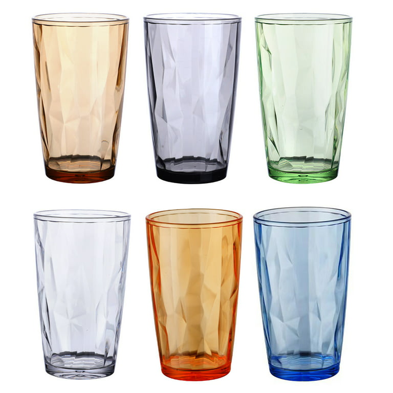 LEUCHTEN Colored Drinking Glasses Set Acrylic Glassware Tumblers Cups  Picnic Water Glasses Unbreakable Juice Drinkware