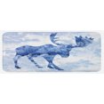thumbnail image 1 of Moose Kitchen Mat, Pattern Pine Needles Spruce Tree Antlers Deer Family Snow Winter Horns, Plush Decorative Kitchen Mat with Non Slip Backing, 47" X 19", Blue White, by Ambesonne, 1 of 1